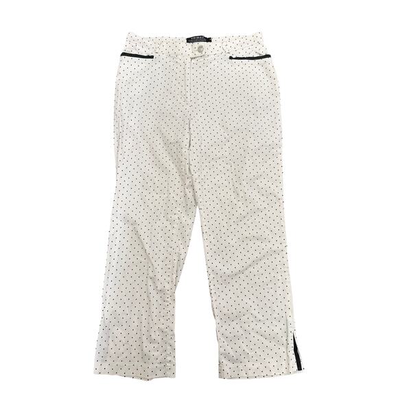 Tribal Stretch-Extensible Womens Sz 8 White Capri Pants Black Polka Dots - Picture 1 of 6